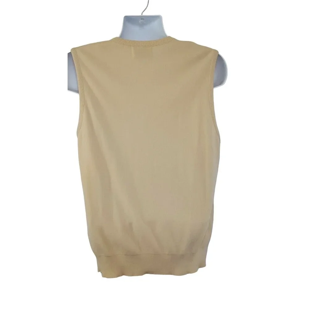 Glengarry Vintage 60s Mens Sweater Vest Large Knit V‎ Neckline Beige Sleeveless